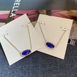 Designer Jewellery Kendras Scotts Necklace K-style Fashion Quality Simple Multi Cut Blue Opal Oval Necklace Women's Jewellery