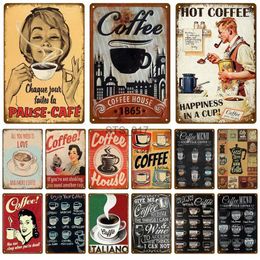 Metal Painting Vintage Plaque Metal Sign Plate Home Decor Coffee Tin Sign Retro Wall Art Posters For Kitchen Bar Iron Painting Decoration Cafe