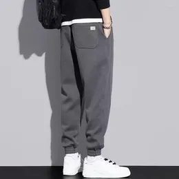 Men's Pants Sport Thick Warm Patchwork Sweatpants With Ankle-banded Drawstring Elastic Mid Waist Deep Crotch For Casual Sports