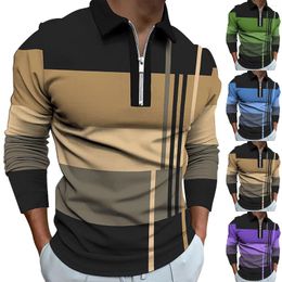 Men's Casual Shirts Business Printed 3d Lapel T Shirt Outdoor Daily Street Wear Polyester Long Sleeved Foldable Micro Elastic Top