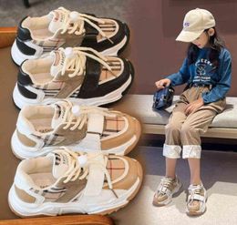Children039s спортивная обувь для папы, осенне-зимняя новинка 2021 года для мальчиков039 и девочек039, корейская мода, подходящая по цвету решетка1392481