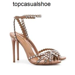 Aquazzura Aura Sandals Tequila Season Shoes Newst 100 Sparkling Party Italy Clear Pvc Crystals Stiletto Heel Wedding Brid 35-43