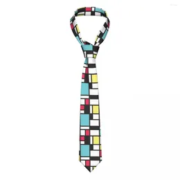 Bow Ties Mondrian Study Geometric Modern Necktie Men Customised Silk Plaid Abstract Art Neck For Office