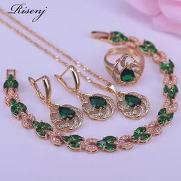 Sets Risenj Dubai Gold Jewelry Sets Nigerian Wedding African Beads Crystal Bridal Jewellery Set Rhinestone Ethiopian adjustable ring