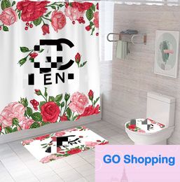 High-end Shower Curtains Cosmetics Perfume 4pcs Set Printed Decor Bathroom Waterproof Cover Screen