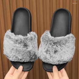 Slippers Winter Men Women Warm Plush Soft Couples Indoor Home Cotton Shoes Casual Comfortable Fluffy Concise Slides 45