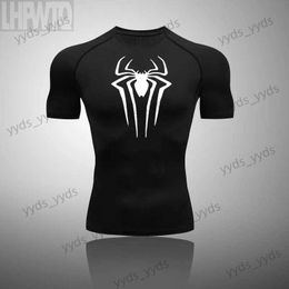 T-shirt da uomo Nuova maglietta a compressione Uomo Fitness Palestra Super eroe Sport T-shirt da corsa Rashgard Tops Tee Quick Dry T-shirt a maniche corte per uomo T240124