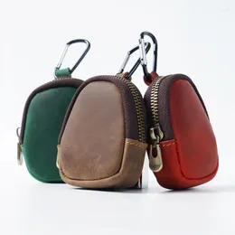 Storage Bags Genuine Leather Mini Coin Purse For Men Women Cowhide Wallet Zipper Vintage Key Earphone Bag Lady Case