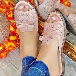 Shoes Bowknot Sandals Summer Women Woman Hollow Out Shoe Slip on Slipper Plus Size per