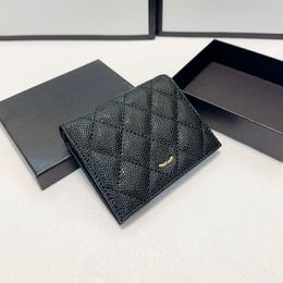 Women Designer Folding Bag Mini Wallet Caviar/Lambskin Leather Gold Hardware Buckle 11x9cm Multi Pochettes Diamond Lattice Luxury Coin Pouch Card Holder Purse