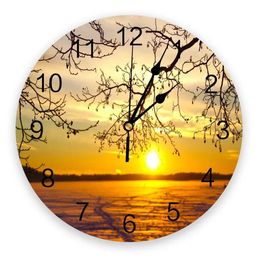 Wall Clocks Sea Sky Sunset Branches Trees Creative Wall Clock For Home Office Decoration Living Room Bedroom Kids Hanging Watch