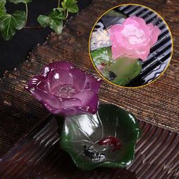 Dehua Color-changing Resin Lotus Tea Pet Decoration 240124