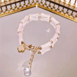 Link Bracelets Natural Horse Powder Crystal Mozambique Peach Blossom Wedding Love Zircon Bracelet Candle String