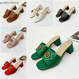 Li New High Heel Slippers Designer Sandals for Women Leather Fashion Sexy Embroidered Summer Chunky 6.5cm Slidesbox 2024