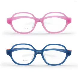 Sunglasses Frames Kids Optical Glasses Rounded Square Frame TR90 Size 41 Elastic Strap Retainer Flexible Bendable Boys Girls 2-3Y