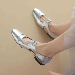 Dress Shoes 2024 Women Marie Janes High Heels Shoes Summer Dress Lolita Shoes New Designer Brand Elegant Shoes Lace-Up Female Zapatos Pumps