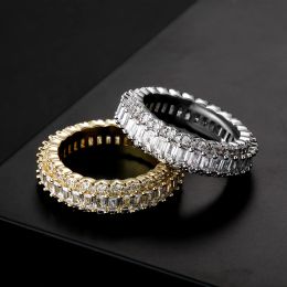 Hip Hop With Side Stones Rings Full CZ Stone Paved Bling Ice Out 6mm Round Finger Ring Fashion Women Men Unisex Rapper Jewellery