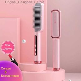 Hair Straighteners Hair Straightener Profissional Hot Combs Anti-scalding Brush Ceramic Hair Curler Heated Electric Smart Brush Q240124