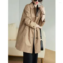 Women's Trench Coats 2024 Spring And Autumn Mid-length British Style All-match Coat Single-breasted Loose Khaki Women Jackets