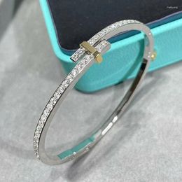 Bangle Brand Jewelry 925 Sterling Silver Surrounding Cross Bracelet Women's Fashionable And Luxurious Party Anniversary Gift