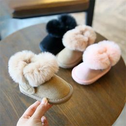 Boots Baby Shoes Girl Winter Snow Bowknot Anti-Slip Soft Sole Warm Infant Toddler Prewalker Booties