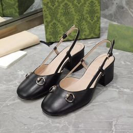 Shoes Luxury brand Women chunky heels back empty bun sandals Party dress Wedding Shoes Sandals Hollow strap