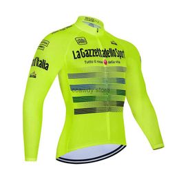 Men's T-Shirts Tour De Italy D'ITALIA Cycling Jersey Prium Anti-UV Long Seve Sweatshirt Cycling Suit Autumn Quick-Dry Pro Racing UniformH24123