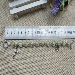 Link Bracelets One Decade Auto Rosary Beads Catholic Bracelet Christ Luminous Crucifix Mercy Gift For Women Men