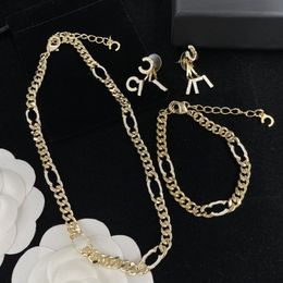 Fashion Jewelry Sets Earrings Bracelet Chain Necklace Designer Lover Necklace Charm Bracelet Letter Earrings For Woman Gift