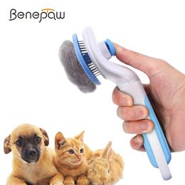 Combs Benepaw Self Cleaning Pet Grooming Brush Massage Cat Dog Slicker Comb For Shedding Removes Loose Undercoat Mats Tangled Hair