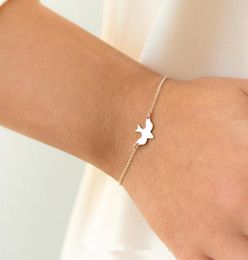 Small Peace Dove charm Bracelet Soar Flying Bird animal Bracelet Little llow Baby Bird Bracelets Abstract Bracelets jewelry8855638