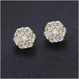 Charm S925 Sterling Sier Earrings D Colour 3.0Mm Moissanite Plum Blossom Fashion Personalised Drop Delivery Jewellery Dh9Yn