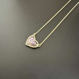 kendrascotts Designer Jewelry Kendras Scotts Necklace Fashionable and Caring Heart-shaped Amethyst Stone Necklace with Collarbone Chain for Women