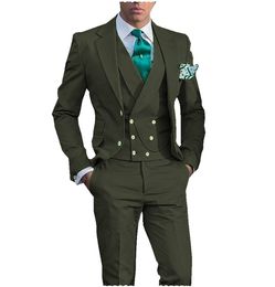 New Style Handsome Suit Wedding Notched Lapel Back Vent One Button Groom Tuxedo Bridegroom suit 3 Pieces (Blazer Vest Pant)suits Tuxedos Pure Colour Fashion Designer