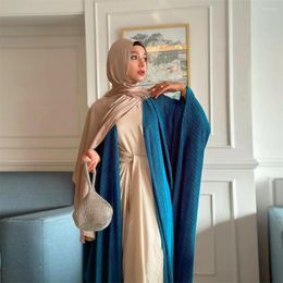 Ethnic Clothing Modest Abaya Open Cardigan Wrinkle Muslim Women Loose Maxi Dresses Turkey Kimono Dubai Kaftan Islamic Eid Party Morocco