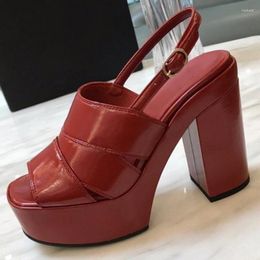 Sandals 2024 Spring Autumn High Heel Genuine Leather Material Simplicity Fashion Round Head Peep Toe Women's Shoes