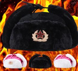 Berets Soviet Badge Winter Warm Hats CCCP Bomber Cap Men Women Russian Gorras Chapka Thick Earmuffs Ski Bonnet Ushanka Casquette H9821169