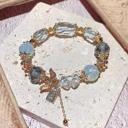 Link Bracelets Fantasy Rainbow 7A Natural White Crystal Healing Opal Blue Ace Energy Bracelet Bridal Design