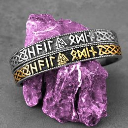 Bangles Nordic Viking Valknut Ording Bracelet for Men Stainless Steel Hip Hop Vintage Arm Ring Celtic Knot Amulet Jewelry Gift Wholesale