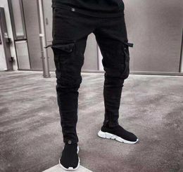 Men Skinny Jeans MultiPocket Slim Pencil Pants 2021 Black New Male Overalls Street HipHop Moto Bike Clothing Jeans X06211285629