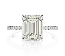 Real 925 Sterling Silver Emerald Cut Created Moissanite Diamond Wedding Rings for Women Luxury Proposal Engagement Ring 2011162812773