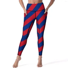 Women's Leggings Colors Striped Sexy National Flag Print Fitness Running Yoga Pants Push Up Stretch Sports Tights Pockets Leggins