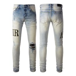 designer jeans for mens jeans linen pants hip hop men jeans distressed ripped biker slim fit hipster letter print motorcycle for men embroidery true brand jeansMB09