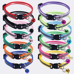 Pet Reflect Light Cloth Collar Dog Cat Collars With Bells Adjustable Small Dogs Necklace Collar Outdoor Supplies Accessories TH1268