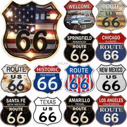 Metal Painting Route 66 Signs Vintage Road Metl Tin Signs Room Decor High Way Metal Tin Poster for Home Cafes BarsHotel Garage Wall Decorations