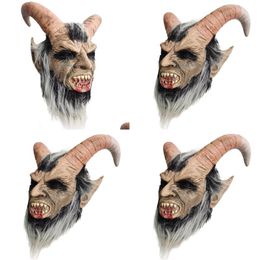 Party Masks Movie Lucifer Cosplay Latex Scary Demon Devil Horrible Horn Mask Adt Horror Halloween Props 230816 Drop Delivery Dhew1