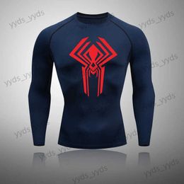 Mens T-Shirts Gym Men Fitness Sportswear T-Shirts Mens Compression Running Sport Clothes Tight Sweatshirt Rash Guard Lycra Long Sleeve T-Shirt T240124