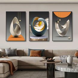 Paintings 3pcs Modern Geometric Wall Art Canvas Prints Luxury Abstract Artwork Paintings For Modern Living Room Bedroom Wall Decor Picture