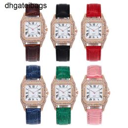 Carters Watch Diamond Watches Fashion Women Starry Square Dial Bracelet Set Ladies Leather Band Quartz Wristwatch Female Clock