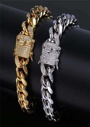 Classic Gold Bracelet Designer Cuban Link Chain Mens Silver Bracelets Jewellery 12mm Copper White Aaa Cubic Zirconia Charm 4866415 KDTS 1U18